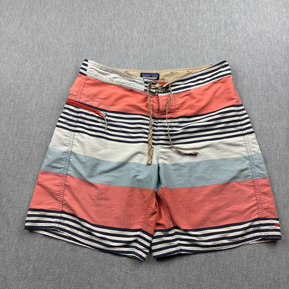 Patagonia Board Shorts Men 33 Wavefarer Stripe 8" Printed Swim Surf Trunks 86620